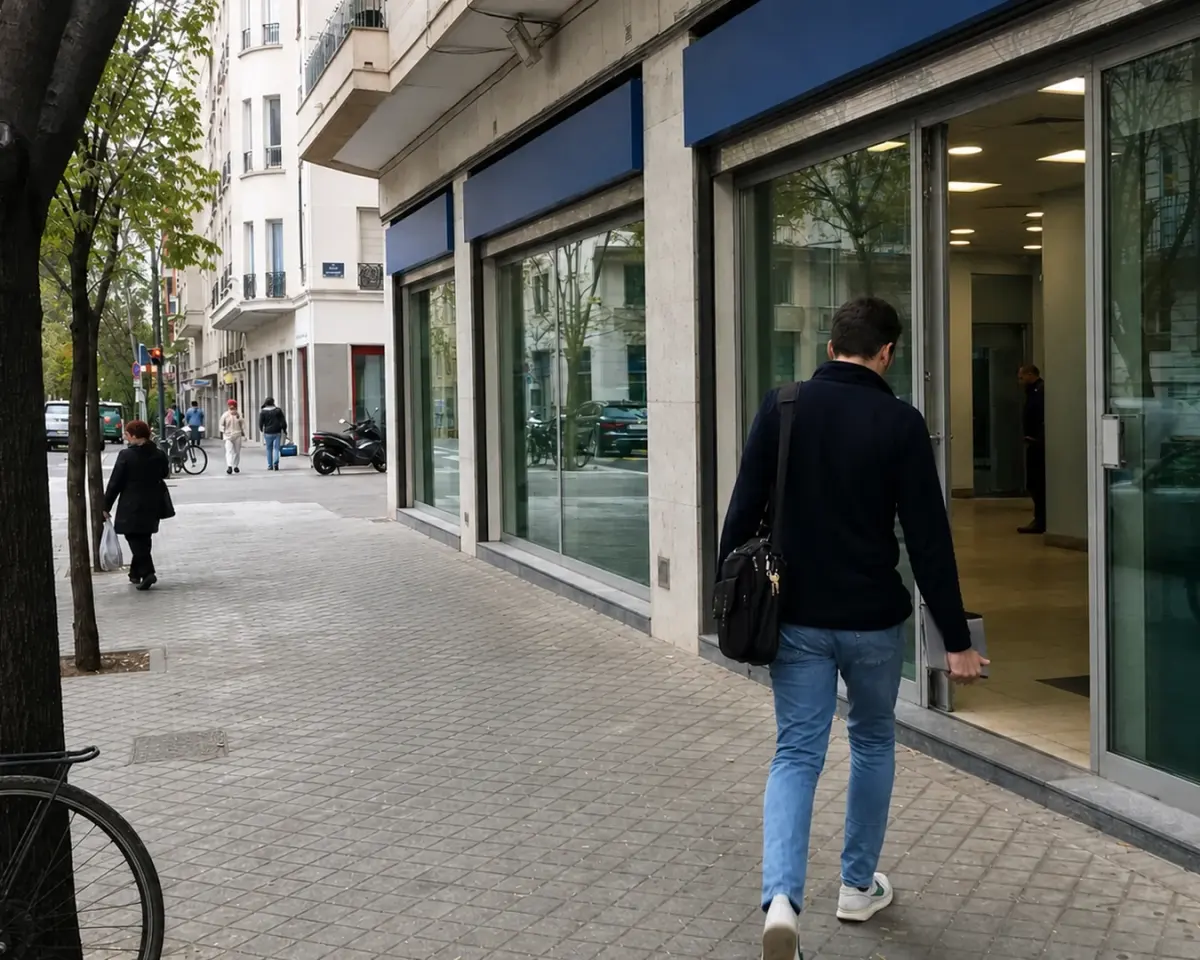 Opening a bank account at a branch counter in Spain
