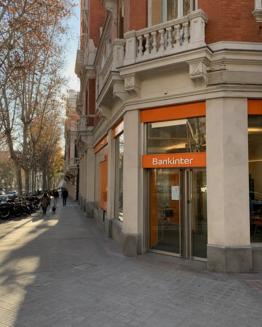 A Bankinter branch on a residential street in Madrid